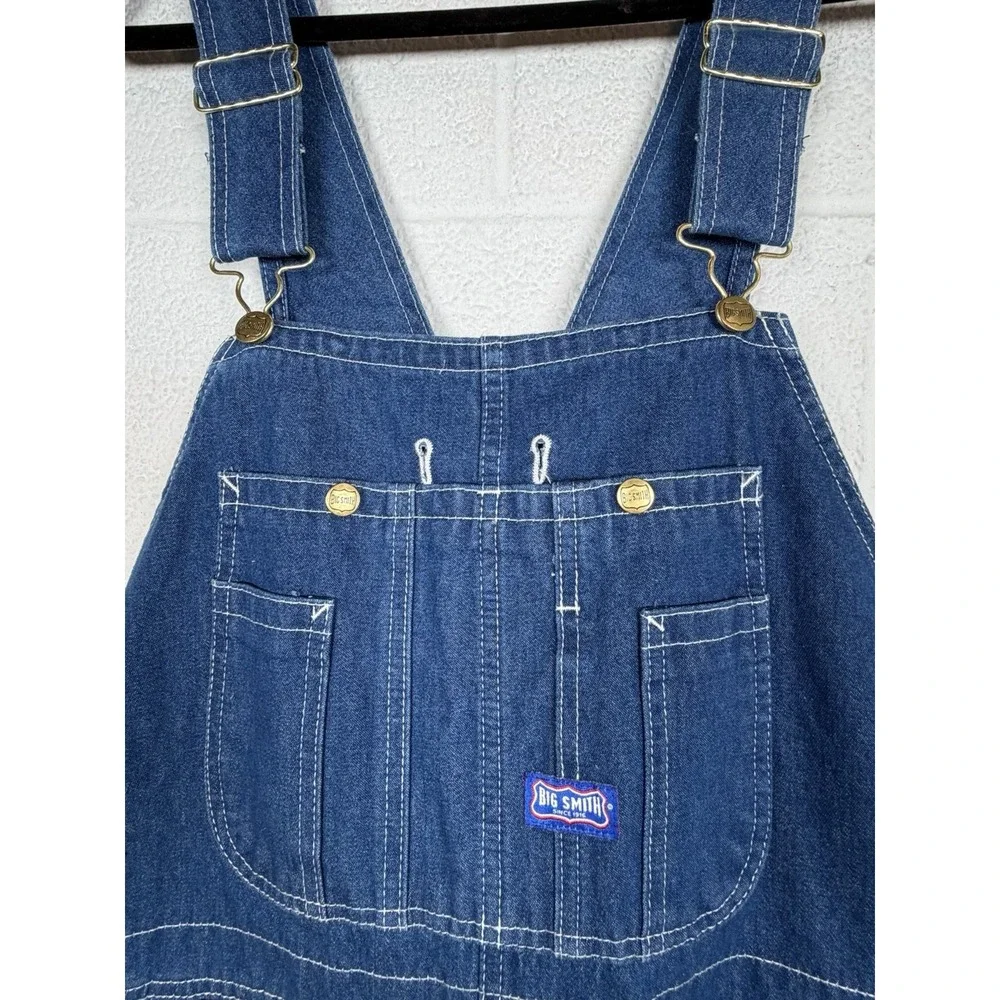 Big Smith Denim Bib Overalls Mens 40x28 Blue Carpenter Workwear Farm Utility